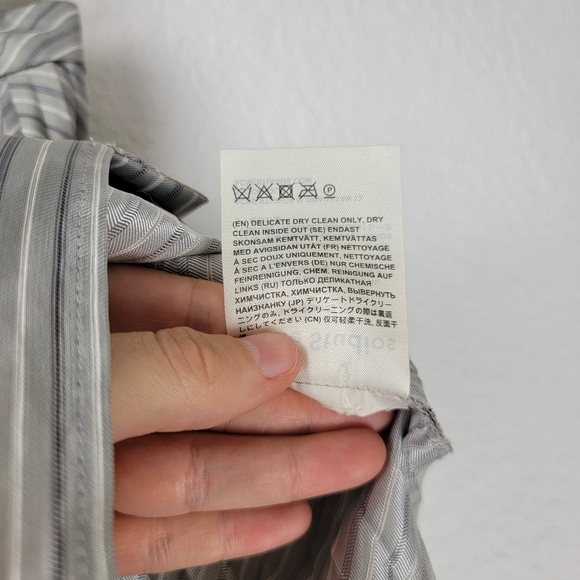 Acne Studios Ilia Stripe Asymmetric Pleated Midi Skirt Gray White 34/2 - Picture 10 of 14